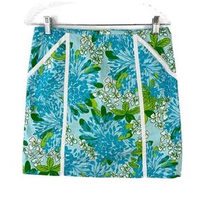 Vintage LILLY PULITZER Originals Preppy Blue Skye Exbloomsion Roslyn Skirt Sz‎ 4